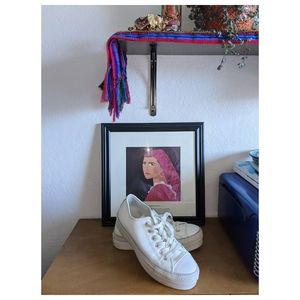 Platform White Leather Converse Low Tops